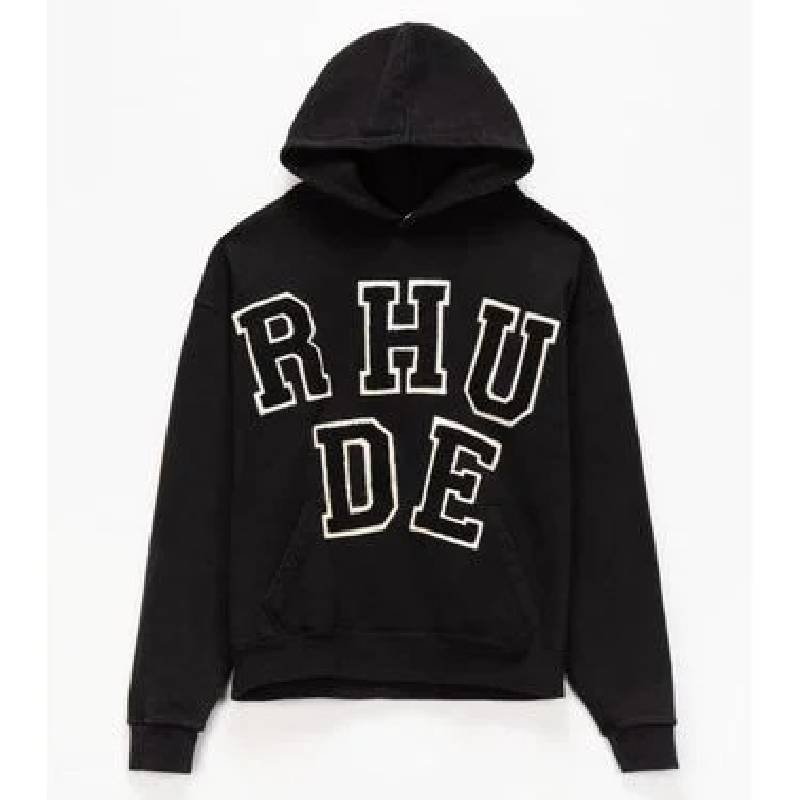 Rhude Cotton Chenille Hoodie in Grey for Men